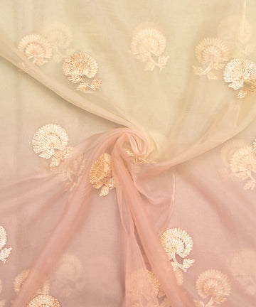 Tie Dye Floral Organza Embroidery Fabric